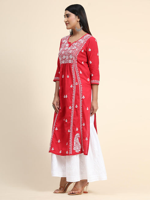 Hand Embroidery Chikankari Long Kurti for Women